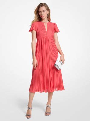 michael kors pleated georgette dress|Michael Kors georgette midi dress.